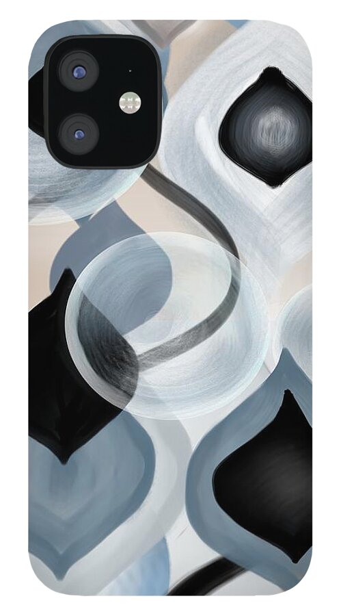 Abstract iPhone 12 Case featuring the digital art Zync by Christine Fournier
