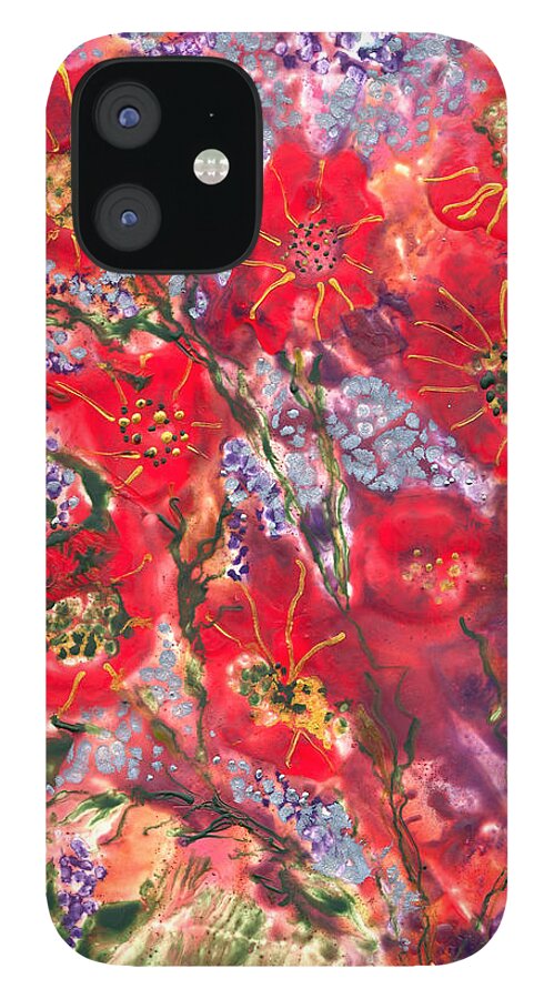 Flowers iPhone 12 Case featuring the painting A Winter Healing Garden by Heather Hennick