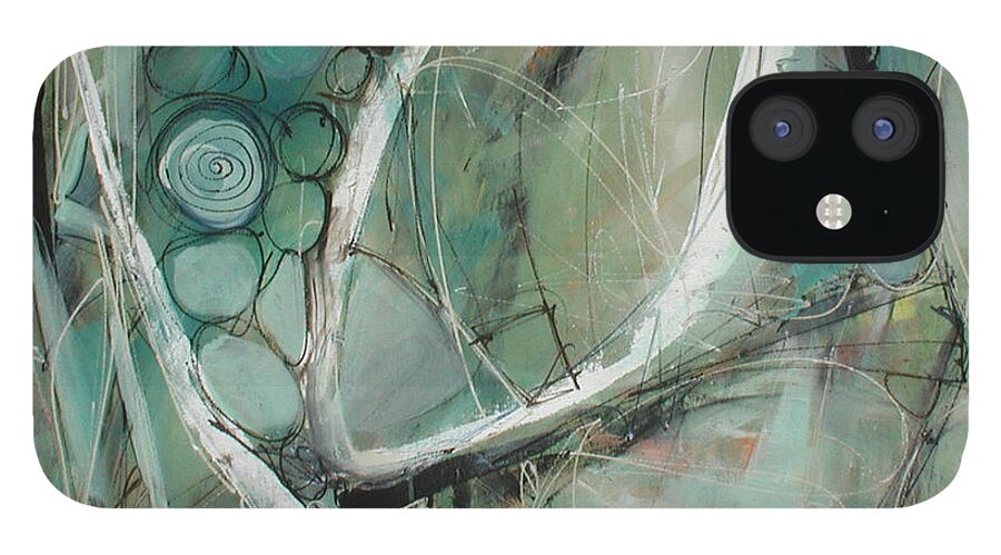Abstract iPhone 12 Case featuring the painting Adam by Lynne Taetzsch