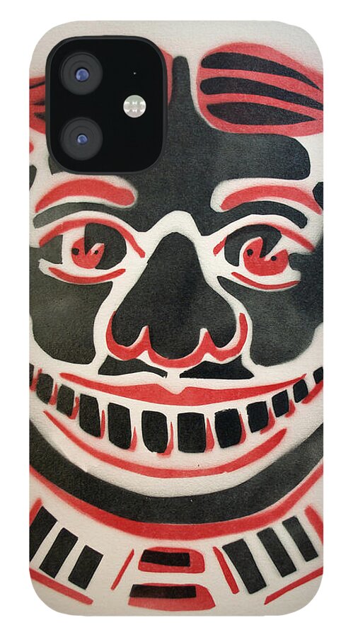 Tillie Of Asbury Park iPhone 12 Case featuring the painting Black and red Tillie on White by Patricia Arroyo