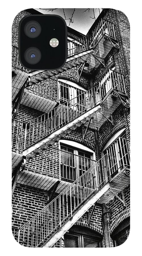 Fire Escape iPhone 12 Case featuring the photograph Cascade and Escape by Mark Valentine