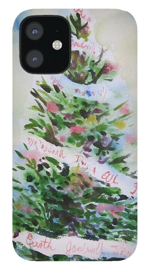 Tree iPhone 12 Case featuring the painting Christmas tree by Tilly Strauss