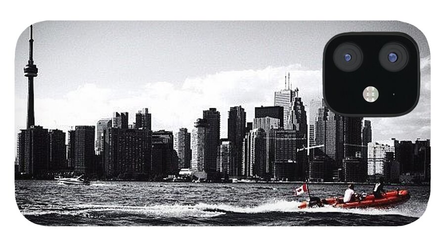 Blackandwhite iPhone 12 Case featuring the photograph Cn Tower Series: A Touch Of Color by Natasha Marco