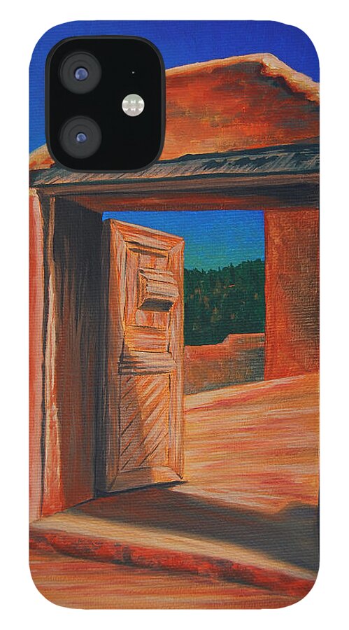 Southwest iPhone 12 Case featuring the painting Doorway To Las Trampas by Cheryl Fecht