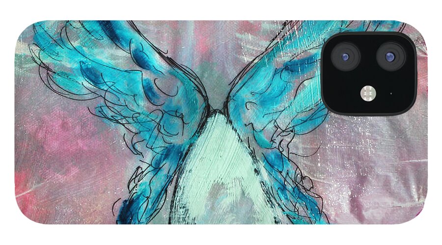 2008 iPhone 12 Case featuring the painting Eggs with Wings - red by Will Felix