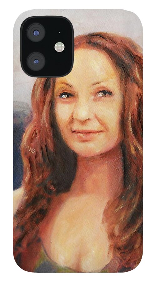 Fine Art iPhone 12 Case featuring the painting Fine Art Original Painting Jen Mona Lisa 2012 by G Linsenmayer