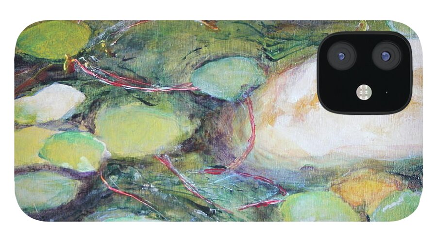 Water iPhone 12 Case featuring the painting Golden Pond 2 by Madeleine Arnett