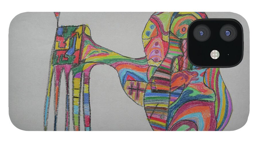 Horse iPhone 12 Case featuring the drawing Horse by Marwan George Khoury