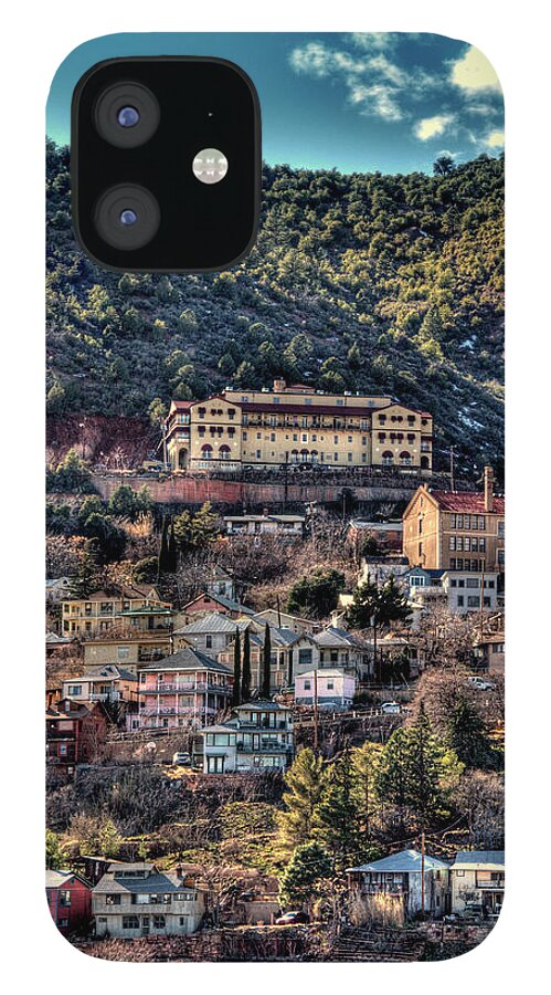 Arizona iPhone 12 Case featuring the photograph Jerome and the Grand Hotel - Greeting Card by Mark Valentine