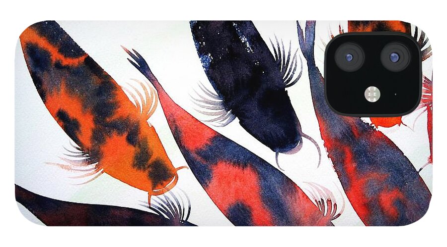 Nature iPhone 12 Case featuring the painting Koi Pond by Frances Ku