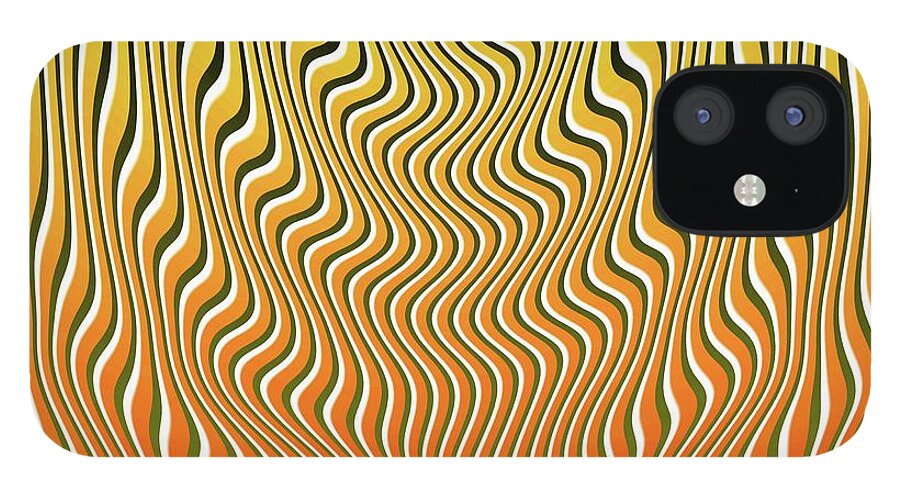 Op Art iPhone 12 Case featuring the painting Living Fire by Pet Serrano