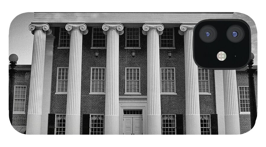 Lyceum iPhone 12 Case featuring the photograph Ole Miss Lyceum Black and White by Joshua House