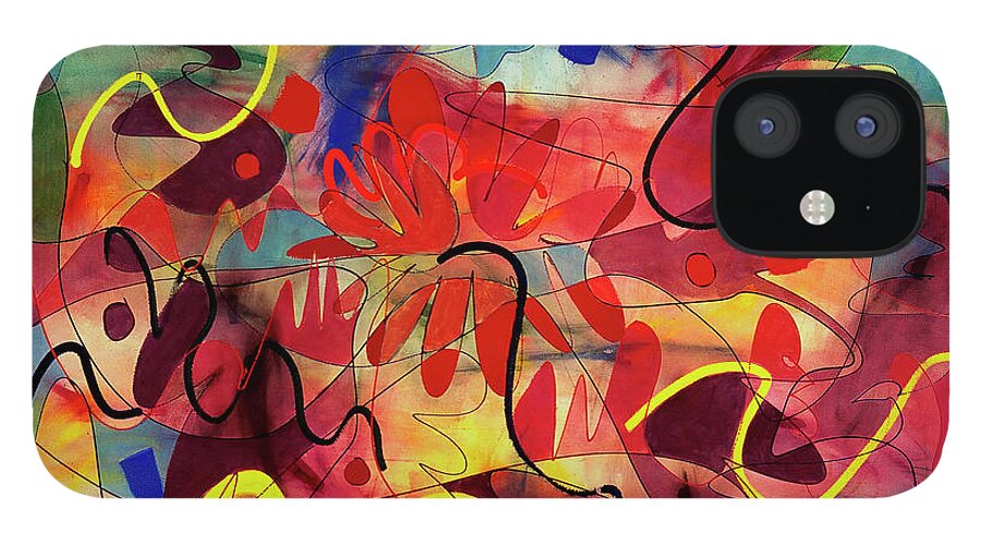 Abstract iPhone 12 Case featuring the painting Perennial by Lynne Taetzsch