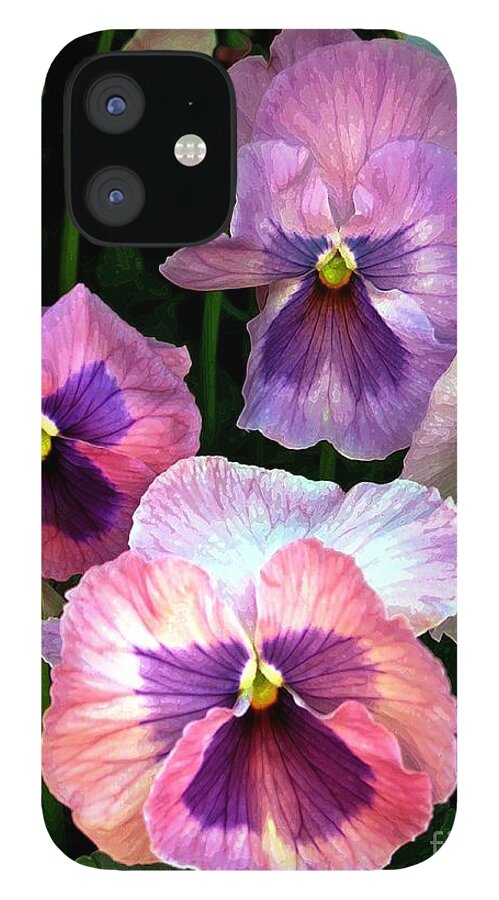 Flowers iPhone 12 Case featuring the digital art Pretty in Pink by Dale  Ford