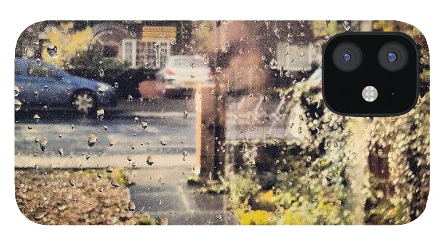 Cambridge iPhone 12 Case featuring the photograph #rain #weather #raindrops #cambridge by Abdelrahman Alawwad