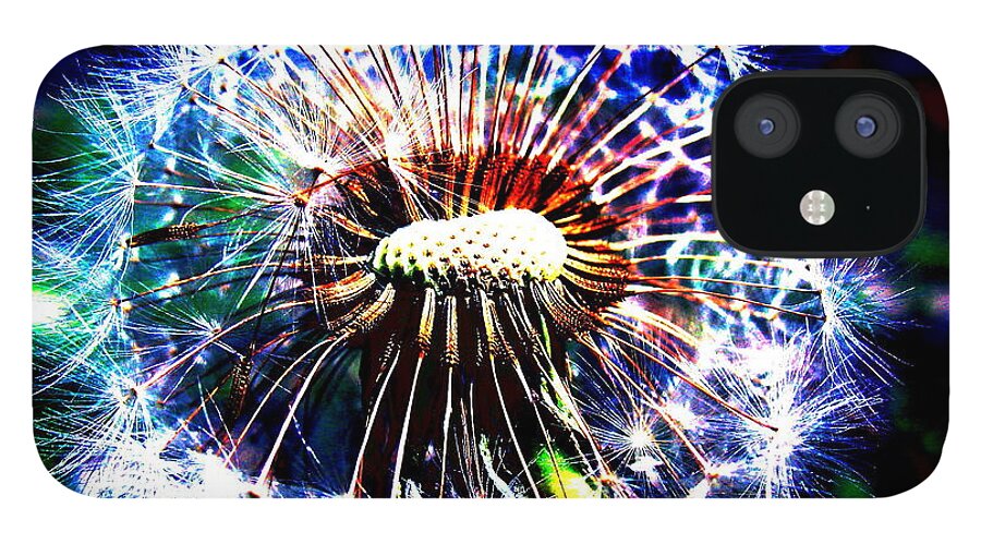 Dandelion iPhone 12 Case featuring the digital art Rainbow Dissemination by Larry Beat