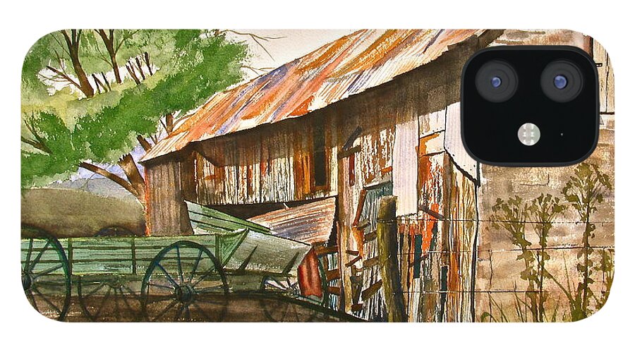 Barn iPhone 12 Case featuring the painting Summer Shower by Frank SantAgata
