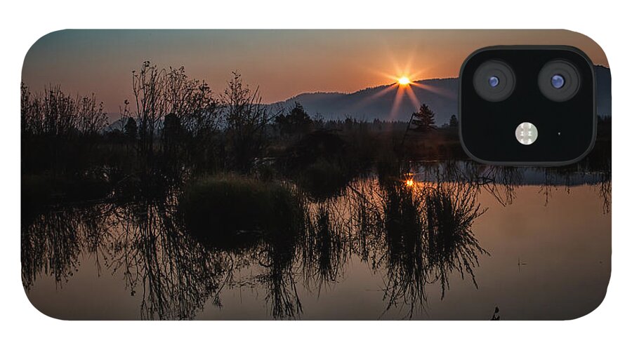 2012 iPhone 12 Case featuring the photograph Sunrise over the Beaver Pond by Ronald Lutz