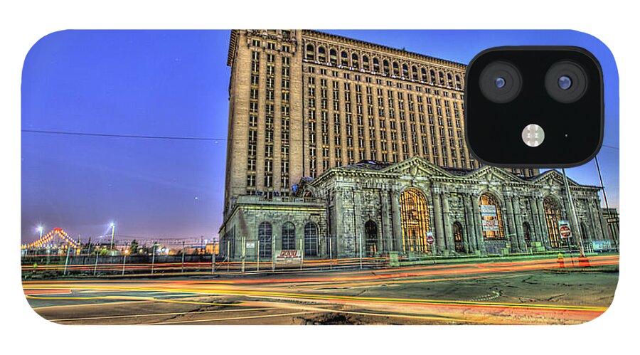 Michigan Central iPhone 12 Case featuring the photograph Michigan Central Train Depot Station Detroit MI by Nicholas Grunas