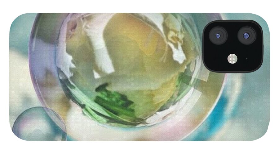 Floral iPhone 12 Case featuring the photograph White Gladiola Marble In A Bubble by Anna Porter