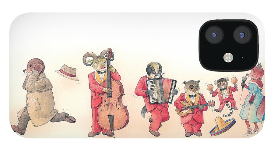 Music Dance Red Animal Instruments iPhone 12 Case featuring the painting Rabbit Marcus the Great 22 by Kestutis Kasparavicius