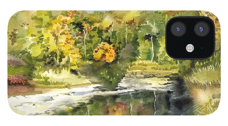 Autumn iPhone 12 Case featuring the painting Autumn Reflection #1 by Alfred Ng