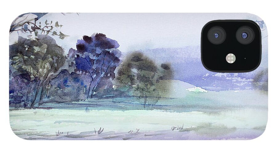 Australia iPhone 12 Case featuring the painting Bruny Island at dusk #2 by Dorothy Darden