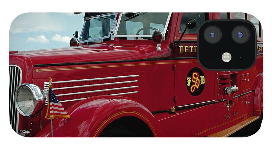 Fire iPhone 12 Case featuring the photograph Detroit Fire Truck #1 by LeeAnn McLaneGoetz McLaneGoetzStudioLLCcom