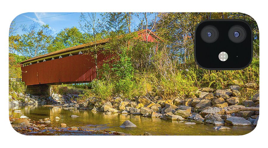 America iPhone 12 Case featuring the photograph Everett Covered Bridge #1 by Jack R Perry