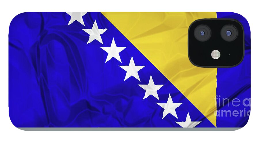 Bosnia iPhone 12 Case featuring the digital art Flag of Bosnia #1 by Benny Marty