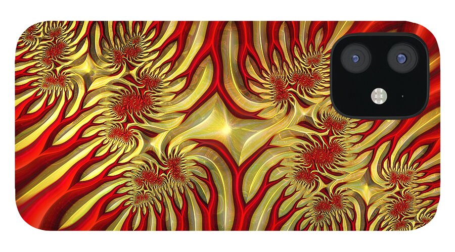 Abstract iPhone 12 Case featuring the digital art Fractal Landscape III by Manny Lorenzo