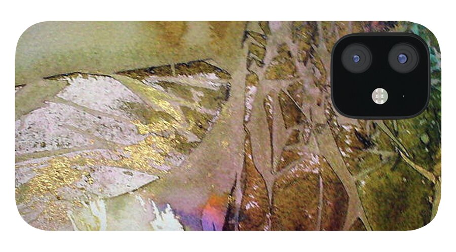 Abstract iPhone 12 Case featuring the painting On Gossamer Wing by Mary Sullivan