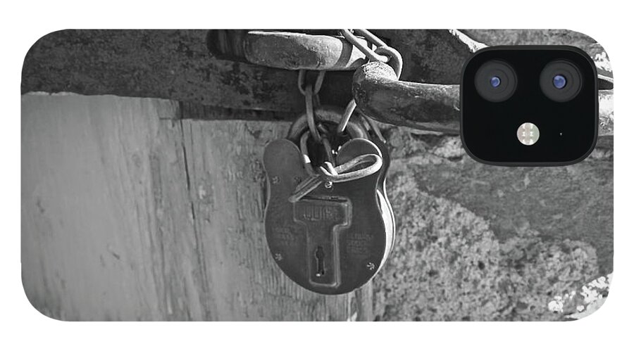 Iron Padlock iPhone 12 Case featuring the photograph original iron padlock Fort Bufort #2 by Elisabeth Derichs