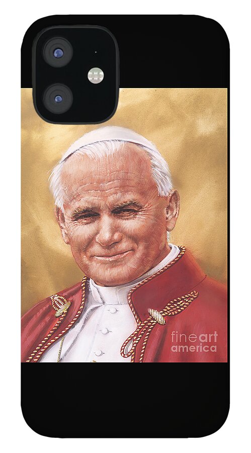 Saint Pope John Paul Ii iPhone 12 Case featuring the painting Saint Pope John Paul II #2 by Dick Bobnick