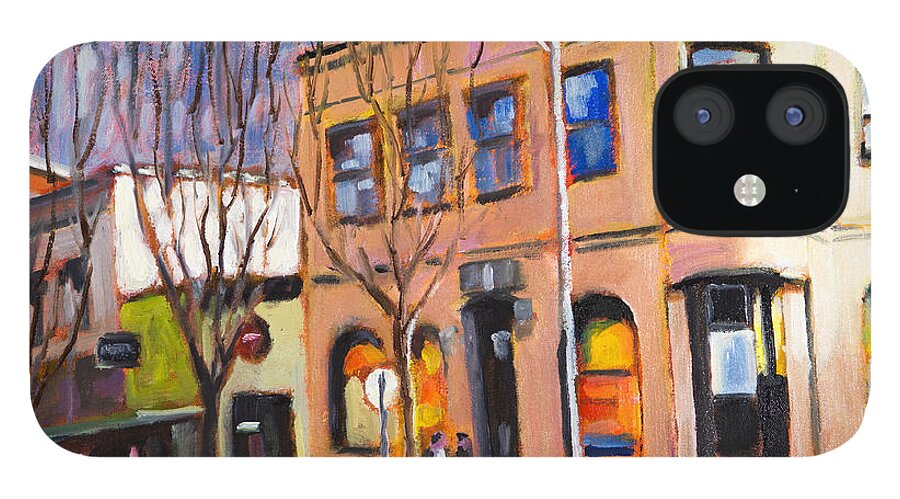 Cityscape iPhone 12 Case featuring the painting Second Street, Corvallis #1 by Mike Bergen