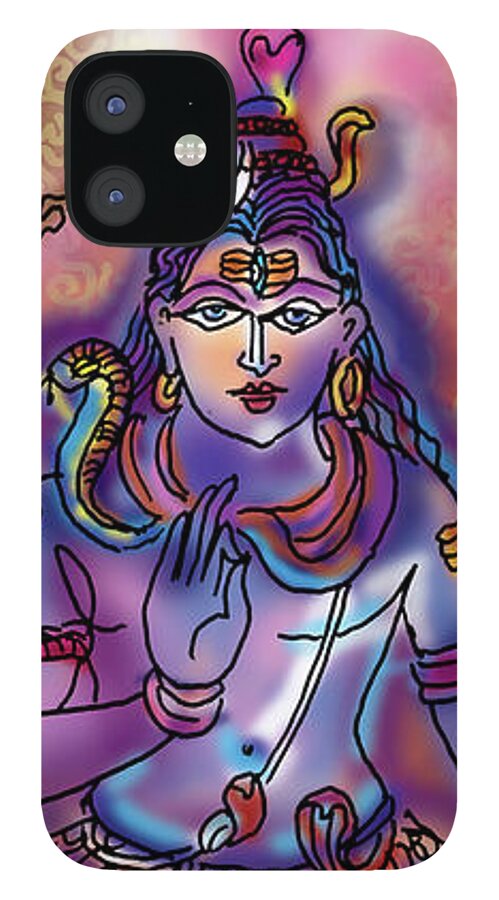 Shiva iPhone 12 Case featuring the painting Shiva Dhyan by Guruji Aruneshvar Paris Art Curator Katrin Suter