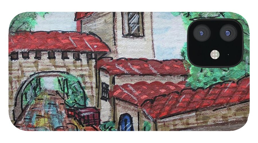 Painting iPhone 12 Case featuring the painting Spanish Village #1 by Art By Naturallic