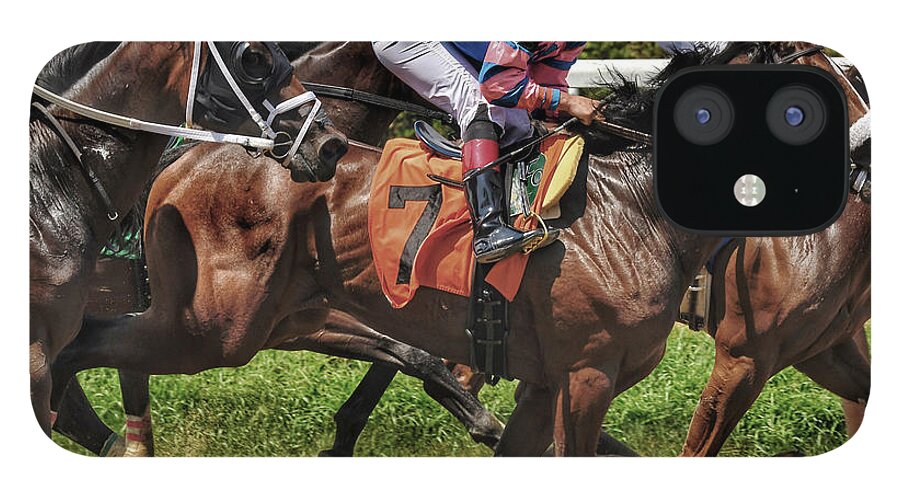 Race Horses iPhone 12 Case featuring the photograph Striving #1 by Jeffrey PERKINS