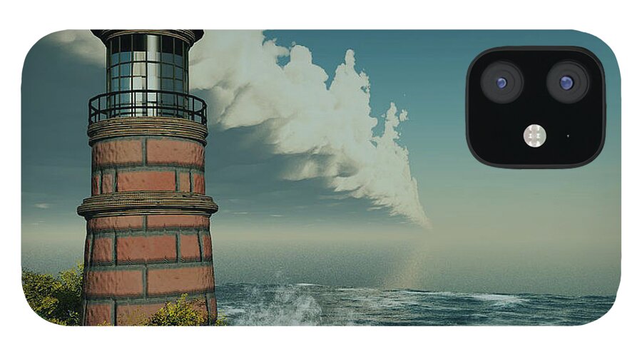 The Lighthouse iPhone 12 Case featuring the digital art The Lighthouse #3 by John Junek