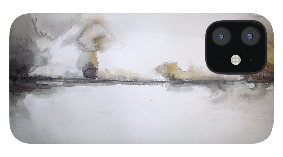 Lake iPhone 12 Case featuring the painting White Lake #1 by Vesna Antic