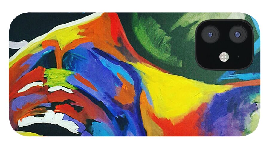Stevie Wonder iPhone 12 Case featuring the painting Wonder #1 by Femme Blaicasso