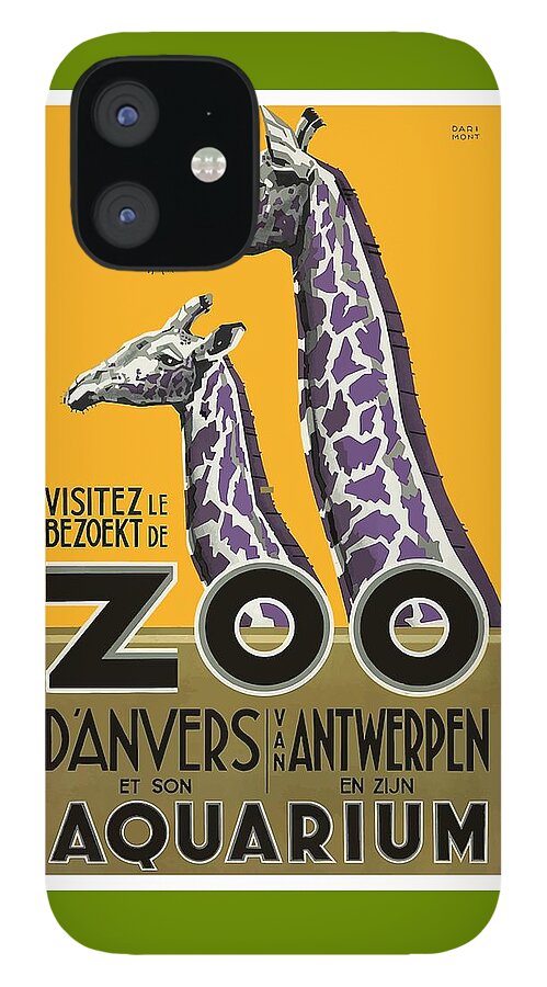 1935 Antwerp Zoo Giraffes Advertising Poster Iphone 12 Case For Sale By Retro Graphics