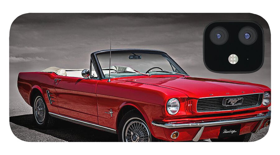 Mustang iPhone 12 Case featuring the digital art 1966 Ford Mustang Convertible by Douglas Pittman