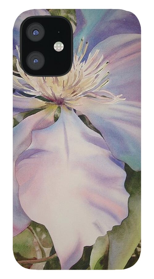 Floral iPhone 12 Case featuring the painting Clematis by Marlene Gremillion