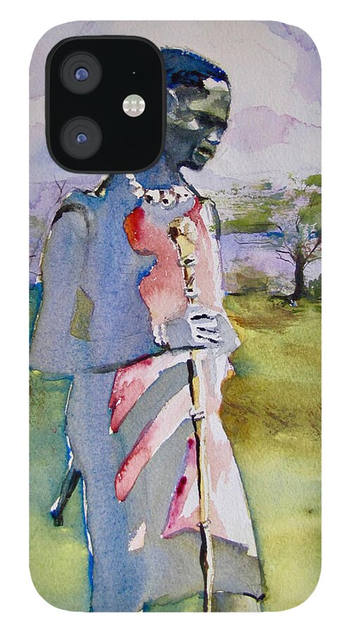 Africa iPhone 12 Case featuring the painting Masaai Boy #2 by Carole Johnson