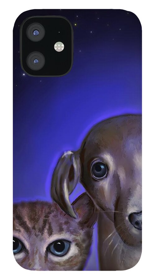 Animal Art iPhone 12 Case featuring the painting Unconditional Love #2 by Carmen Cordova