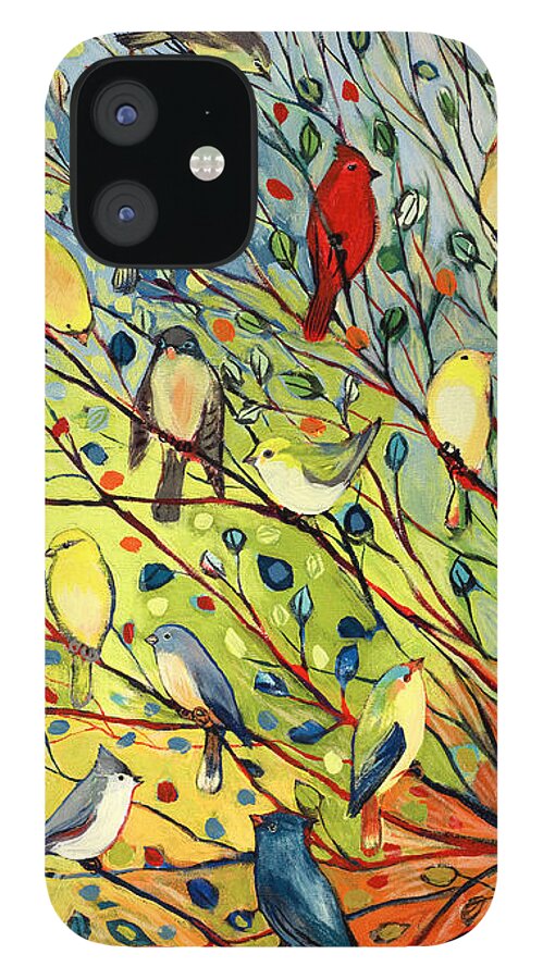 Bird iPhone 12 Case featuring the painting 27 Birds by Jennifer Lommers