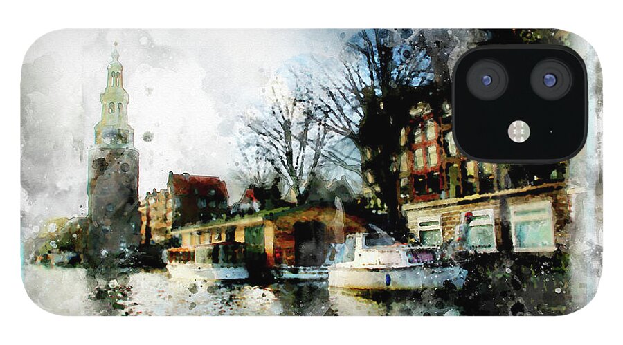 Dutch iPhone 12 Case featuring the digital art City Life In Watercolor Style  #2 by Ariadna De Raadt