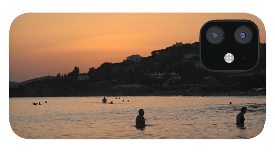 Colorful iPhone 12 Case featuring the photograph Greek Sunset and Silhouettes #1 by Jason Freedman