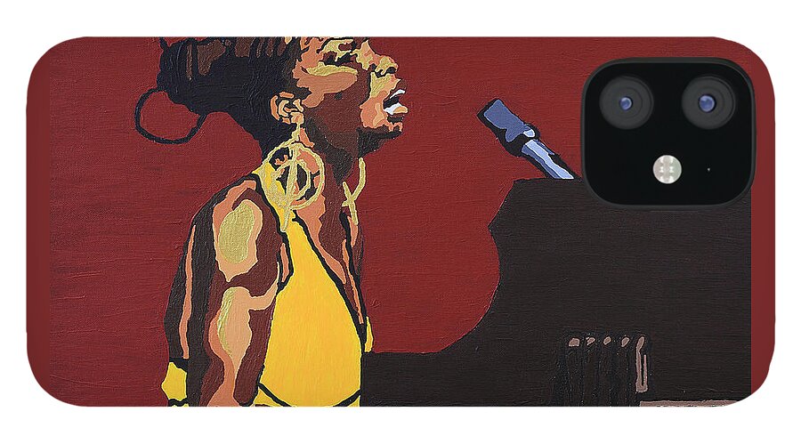 Nina Simone iPhone 12 Case featuring the painting Nina Simone #3 by Rachel Natalie Rawlins